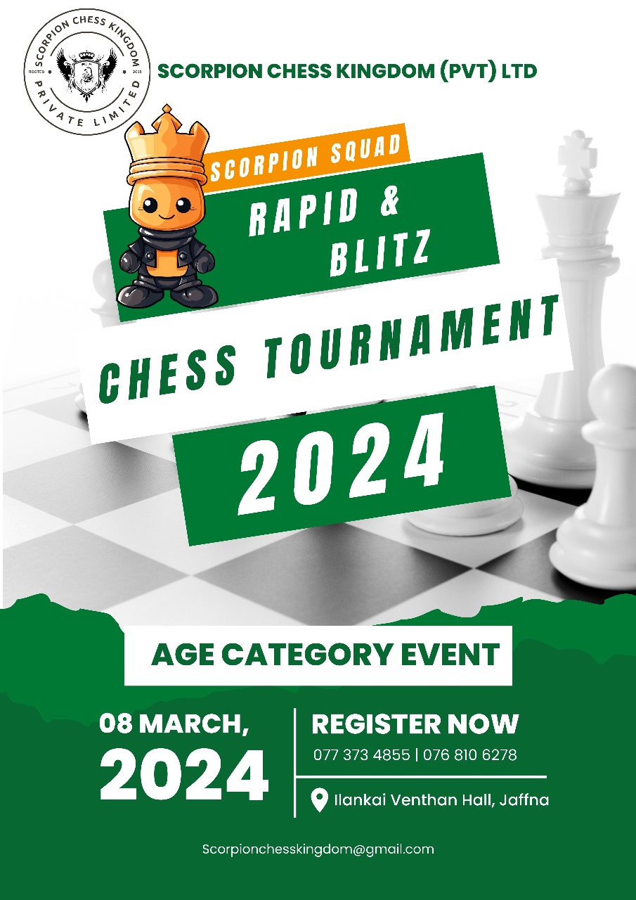 Chess Blitz Tournament, Jaffna. 8th March 2024 The Jaffna Club